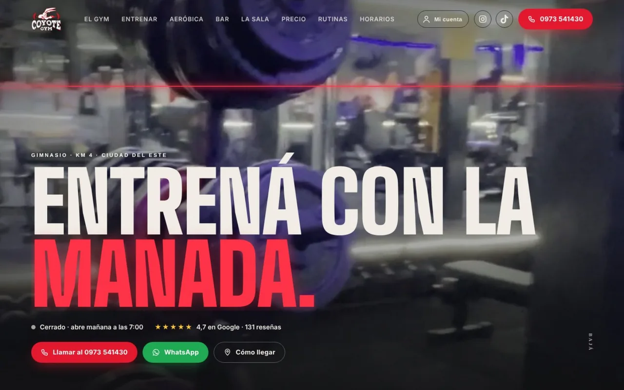 Coyote Gym website