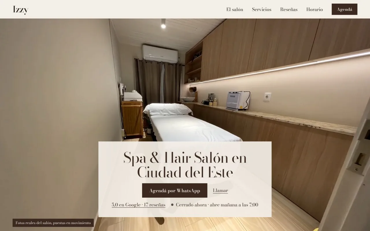 Izzy Spa & Hair website